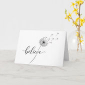 Carte Jeunes pousses de pissenlit avec texte Croire (Fleur jaune)