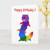 CARTE "JEUX ANNIVERSAIRE" CATERPILLAR DE PLANCHE (Fleur jaune)