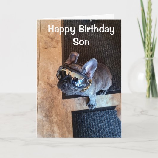 CARTE JEUX ANNIVERSAIRE D'UN CHIEN COOL "FILS" (Devant)