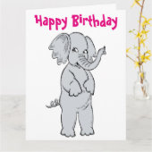 CARTE "JEUX ANNIVERSAIRE" ELEPHANT FILLE (Fleur jaune)