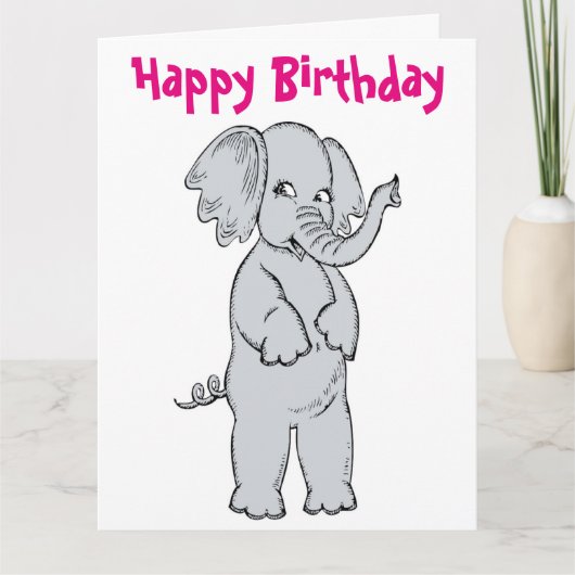 CARTE "JEUX ANNIVERSAIRE" ELEPHANT FILLE (Devant)