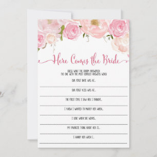 Carte Jeux de Baby Shower Floral Voici la mariée