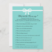 Carte Jeux de Baby Shower Mariage Double Face Aqua & Rub (Dos)