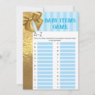 Carte Jeux de Baby shower pour bébé garçon