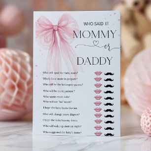 Carte Jeux de Baby shower rose Bow personnalisation