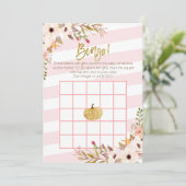 Carte Jeux de Bingo pour Baby Shower Pink Gold Pumpkin (Debout devant)