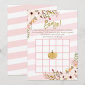 Carte Jeux de Bingo pour Baby Shower Pink Gold Pumpkin (Devant / Derrière)