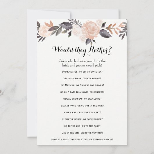 Carte Jeux de Fête de Mariage Double Face - Le Marié Dit (Devant)