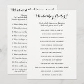 Carte Jeux de Fête de Mariage Double Face - Le Marié Dit (Devant / Derrière)