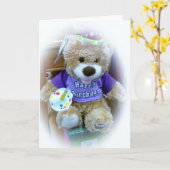 CARTE JEUX OURS D'ANNIVERSAIRE POUR ENFANT (Fleur jaune)