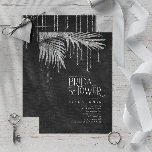 Carte Jewel Palm Leaf Mariage Silver ID830
