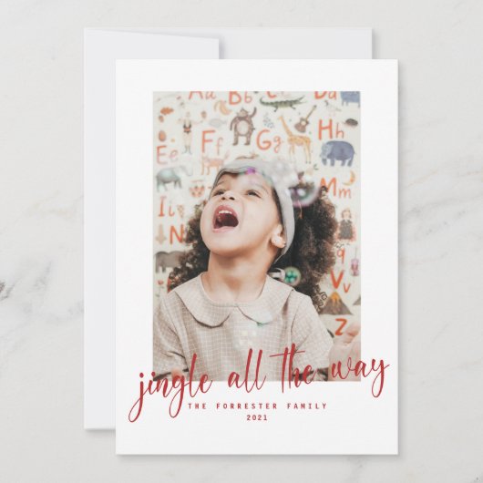 Carte Jingle All Way Red Script 2 Photo Holiday Card (Devant)