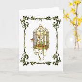 Carte Jingle bell plante dans une cage à oiseaux Art nou (Fleur jaune)