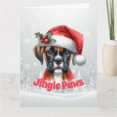 Carte Jingle Paws et Boxer Dog Joie Fêtes (Devant)