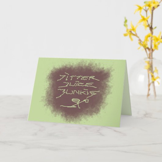 Carte Jitter Juice Junkie - café art sur le vert. (Fleur jaune)