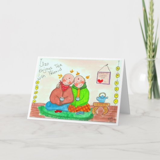 Carte Jizo apprécie le thé avec l'ami (Devant)
