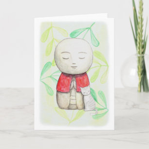 Carte Jizo et chat Méditation de bonté aimant les chats