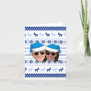 Carte Joe et Kamala Noël Bleu