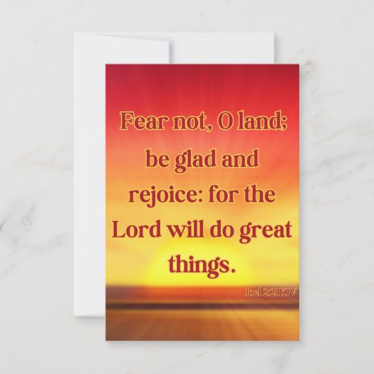 Carte Joel 2:21 KJV Bible Verse Écriture Chrétienne Pic (Devant)