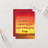 Carte Joel 2:21 KJV Bible Verse Écriture Chrétienne Pic (Devant/Arrière en situation)