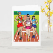 Carte Jogging Marathon Coureurs Et Train (Fleur jaune)