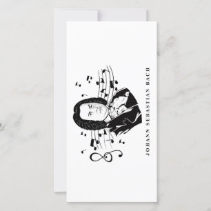 Carte Johann Sebastian Bach Portrait et buste avec notes