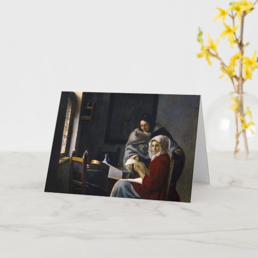 Carte Johannes Vermeer - Une fille interrompue à sa musi (Fleur jaune)