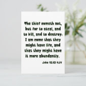Carte John 10:10 KJV Bible Écriture Salutation (Debout devant)