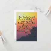 Carte John 3:16 KJV Bible Verse Pic Flat Salutation (Devant/Arrière en situation)