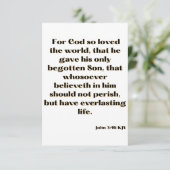 Carte John 3:16 KJV Bible Verse Plat Greeting Card (Debout devant)