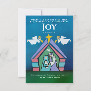 Carte Joie à Noël Verset Biblique Nativité Moderne