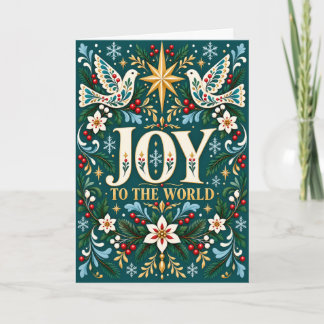 Carte Joie au monde Noël colombes Art folklorique