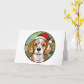 Carte Joie canine charmante : Noël sur le thème Beagle (Fleur jaune)