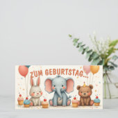 Carte Joie d'anniversaire avec des amis animaux (Debout devant)
