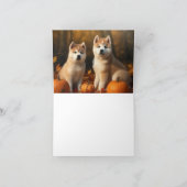 Carte Joie de chiot Akita Automne Délice Citrouille (Intérieur)