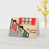 Carte Joie de Noël Art déco des années 1930 (Fleur jaune)