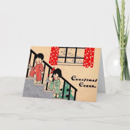 Carte Joie de Noël Art déco des années 1930 (Devant)