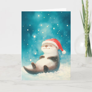 Carte Joie de Noël de la loutre