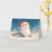 Carte Joie de Noël de la loutre (Fleur jaune)