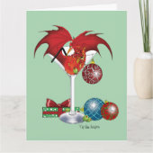 Carte Joie de Noël Fête Rouge Cocktail Dragon de Fête (Devant)