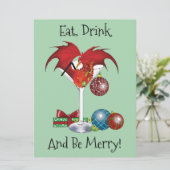 Carte Joie de Noël Fête Rouge Cocktail Dragon de Fête (Debout devant)