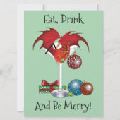 Carte Joie de Noël Fête Rouge Cocktail Dragon de Fête (Devant)
