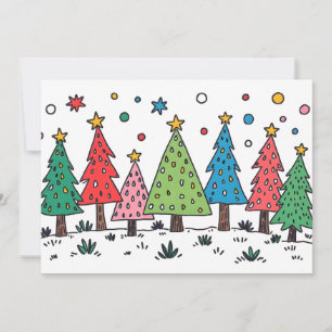 Carte Joie de Noël Style d'art de doodle mignon plat