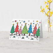 Carte Joie de Noël Style d'art doodle mignon (Fleur jaune)