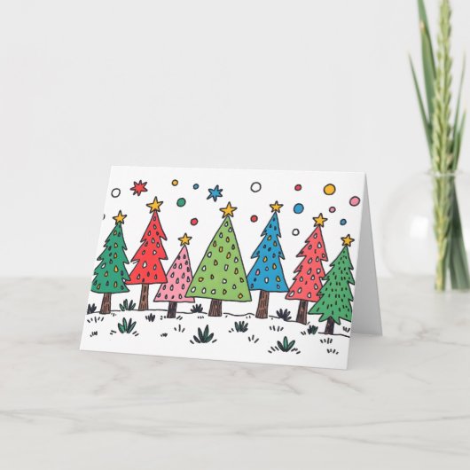 Carte Joie de Noël Style d'art doodle mignon (Devant)