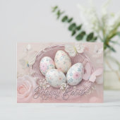 Carte Joie de Pâques douce avec Motif Floral (Debout devant)