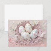 Carte Joie de Pâques douce avec Motif Floral (Devant / Derrière)