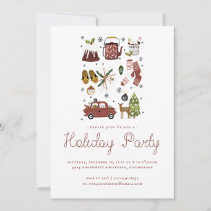 Carte Joie des Fêtes Illustration de Noël Hygge Party