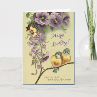 Carte Joie en Dieu Fleurs et Oiseaux Anniversaire