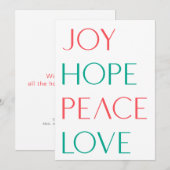 Carte Joie, Espoir, Amour, Paix (Devant / Derrière)